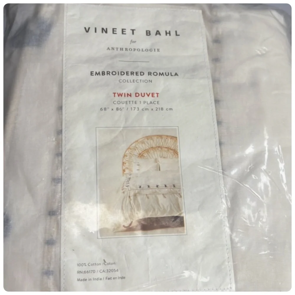NIB Anthropologie Vineet Bahl Embroidered Boho Romula Duvet Cover Twin